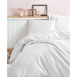 ASI8684282406006 Juego de cama blanco, 100% algodón satén, 1 funda nórdica 220x240 cm y 2 fundas de almohada 60x60 cm