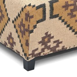 DKD Home Decor Reposapiés Mostaza Beige Kilim - Lana y Algodón, 80 x 80 x 44 cm