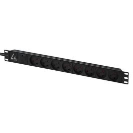 Lanview Regleta 19" Rack Mount 1U, 13A con 8 Tomas Tipo K Danesas, Cable 2m
