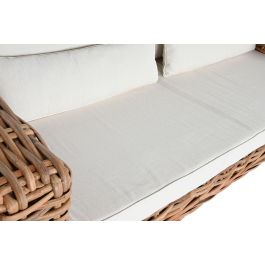 DKD Home Decor Indonesia 1c24 Sofá Natural Crudo Ratán 220 x 98 x 64 cm Set de 4 con Cojines