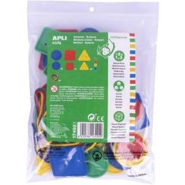 Juego de Botones Ensartables Apli Kids 17492/ 4 Cuerdas + 48 Botones/ Colores Surtidos