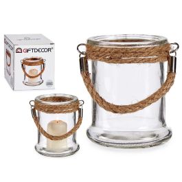 Portavelas de Cristal con Cuerda Giftdecor 9x10x9 cm - Transparente (24 Unidades) Precio: 40.49999954. SKU: S3609806