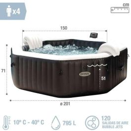 Intex Jacuzzi Purespa Burbujas + Jets Deluxe Octogonal 795 Litros