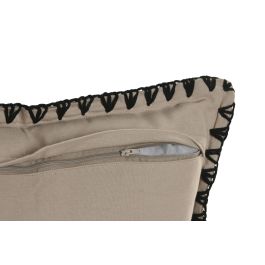 DKD Home Decor Cojín Tradicional de Lino/Poliéster Natural y Negro 45 x 45 cm (2 Unidades) Tejido con Cremallera