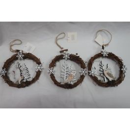 DKD Home Decor Decoracion Colgante Navidad Alpina Natural Blanco Madera 3 x 15 x 30 cm (6 Unidades) Precio: 15.94999978. SKU: B18R299H45