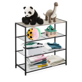 Confortime Estanteria 4 Niveles Metal-Madera Negra 32 x 65 x 8 cm