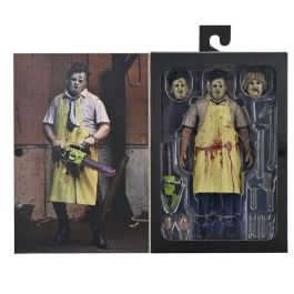 NECA Figura Leatherface 50th Anniversary La Matanza de Texas 18cm articulada con motosierra, martillos, pinzas y cabezas extras