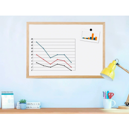 Q-connect Pizarra blanca melamina marco de madera 40x30 cm