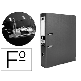 Liderpapel Archivador de Palanca Folio Documenta Forrado PVC Rado 75mm Negro Compresor Metálico
