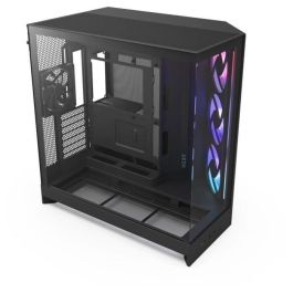 NZXT AAAUF41860 H9 Flow RGB - Caja de torre media, doble cámara, ventiladores RGB incluidos, negro
