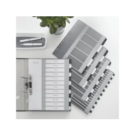 Leitz WOW Separador Numérico Plástico Imprimible 1-12 Juego de 12 DIN A4 Multitaladro Blanco/Negro