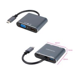 Adaptador USB C a HDMI NANOCABLE 10.16.4304 Gris 4K Ultra HD 15 cm