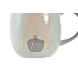 DKD Home Decor Mug Scandi Verde Menta Beige de Porcelana New Bone 240 ml Apto Microondas Lavavajillas - Pack 12 Unidades