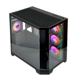 L - link Caja Ordenador Gaming Nova RGB ATX USB 3.0, Torre, Vidrio Templado, 4 Ventiladores RGB, Sin Fuente