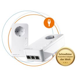 Devolo Magic 2 LAN triple Powerline Starter Kit - Adaptador WiFi por Red Eléctrica, 2400 Mbit/s, 3 Puertos Gigabit LAN, Plug & Play, Blanco