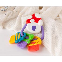 KioKids Llavero Sonajero Mordedor Musical Champiñón con Llaves Blandas, 12 Melodías y Alivio Dentición para Bebés +3 Meses