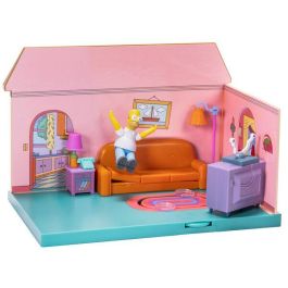JAKKS PACIFIC Playset Diorama Sala de Estar Los Simpson con Sofá y Alfombra Interactivos para recrear escenas de la serie