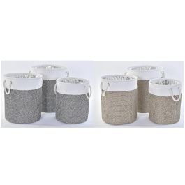 DKD Home Decor Cesta Gris Marron 40 x 49 x 40 cm Set de 3 (2 Unidades)