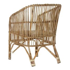 DKD Home Decor Sillón Balinés de Ratán Natural, Largo 52 cm, Alto 82 cm, Ancho 56 cm, Altura Asiento 42 cm