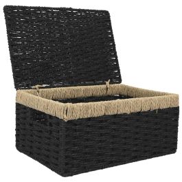 Home Deco Factory Juego de 3 Cajas de Almacenar con Tapa, Papel y Metal, Medidas Variadas