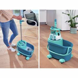 Leifheit 52121 Clean Twist M Ergo mobile Kit de limpieza de suelos con trapeador, cubo giratorio con ruedas y capacidad de 6 litros
