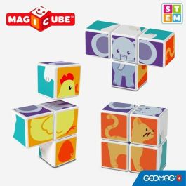 Geomag MAGICUBE Animal Friends Juego de Construcción Magnética 4 Cubos Figuras Animales para Niños +18 Meses