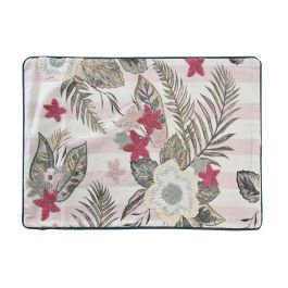 DKD Home Decor Funda Cojín Tropical Verde Rosa de Poliéster 40x60 cm con Cremallera Oculta