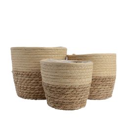 KSD Conjunto de 3 cestos de yute Ø20x17cm, natural KSD Conjunto de 3 cestos de yute Ø20x17cm, natural