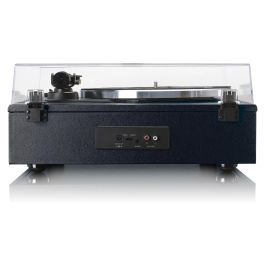 Lenco LS-430BK Tocadiscos de tracción por correa con Bluetooth 5.0 y Altavoces, 33/45 RPM, Imitación Piel, Negro