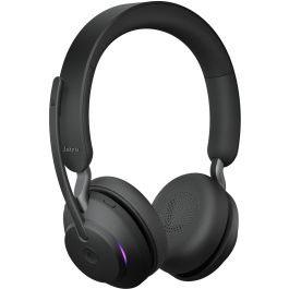 Jabra Evolve2 65 Stereo MS con base de carga y Link 380 USB-A, auriculares inalámbricos Bluetooth, negro