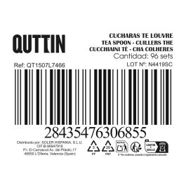 Inde Set 6 Cucharas de Té Louvre 1.5 mm - Acero Inoxidable - Colección Clásica (12 Cajas)
