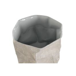 DKD Home Decor Jarrón Moderno de Metal Color Beige 19 cm Ancho x 19 cm Largo x 48 cm Alto - Set de 2 Unidades