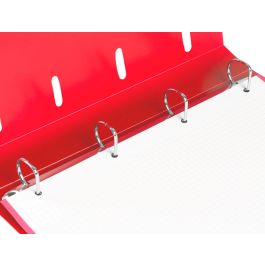 Liderpapel Carpeta con Recambio A4 Cuadro 5mm 100 Hojas 80g Polipropileno 4 Anillas Mixtas 25mm Rojo