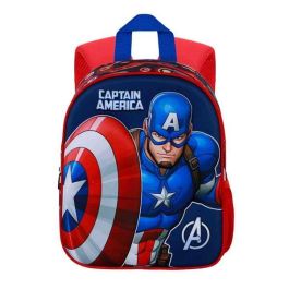 Karactermania Mochila 3D Capitán América Patriot, Mochila Preescolar con Relieve Frontal y Bolsillo Lateral, Multicolor, 26 x 11 x 31 cm