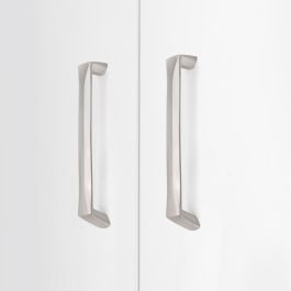 Emuca Lote de 10 tiradores para mueble Cantón, L174mm, intereje 160mm, Zamak, Níquel satinado