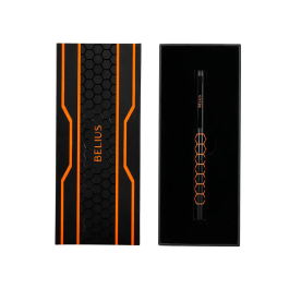Belius Legacy Boligrafo de Aluminio Diseño Hexagono Naranja Cuerpo Negro Tinta Azul Caja de Diseño