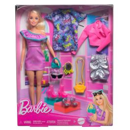 Barbie Muñeca Fashionista HYT61, 3 Modas de Noche con Ropa y Accesorios para Niñas +3 Años