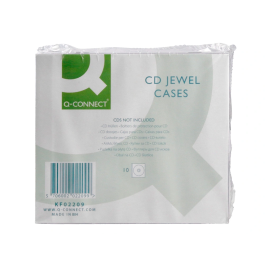 Q-connect Caja CD/DVD con Interior Negro - Pack 10 Unidades - Almacenamiento y Protección