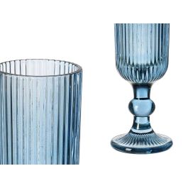 Vivalto Copa Cava Azul Oscuro Rayas 160 ml – Vidrio, 6x18.4x6 cm – Ideal para celebraciones elegantes (24 Unidades)