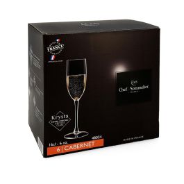 Chef & Sommelier Caja 6 Copas Flauta Krysta Cabernet 16 cL Vidrio Transparente Brillante Extra Resistentes Apto Lavavajillas