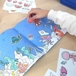 Milan Cuaderno para Colorear Blue Odyssey Fauna Marina 16 Páginas 150 Adhesivos para Niños +4 años 21x21 cm