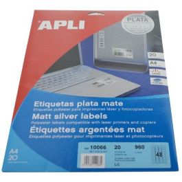 Apli Etiquetas Adhesivas Metalizadas Plata 45,7x21,2 mm, 960 Unidades, para Impresora Láser Precio: 27.50000033. SKU: S8400938