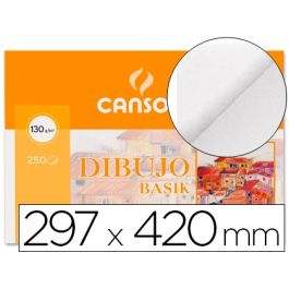 Canson Papel Guarro Basik A3 Liso 130 gr -250 Hojas- Papel de Dibujo Blanco Natural, Encolado, Para Lápiz y Ceras Precio: 46.99000031. SKU: S8403182