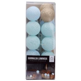 Home Deco Light Guirnalda Luz 20 Led Azul/Oro con Bolas de 5,5 cm, Cable 345 cm