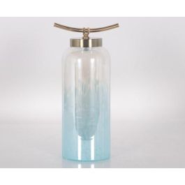 DKD Home Decor Jarrón Mediterráneo Colección Sealine de Cristal y Metal 90/10%. Tonos Azul y Dorado. Medidas 15x41x19 cm Precio: 30.2379. SKU: S3031975