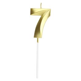 Party Time Vela Aniversario Cifra 7 Oro, 3.5x0.7x13 cm