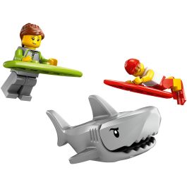 LEGO 60453 Furgoneta de Rescate del Socorrista City: Set de Construcción con 2 Minifiguras, Tiburón y Accesorios de Playa para Niños +6 años