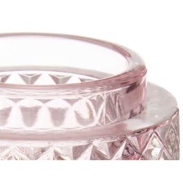 Portavelas Gift Decor Rosa Vidrio 9 x 8,8 x 9 cm (12 Unidades)