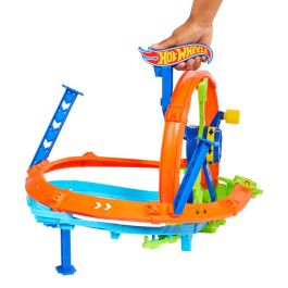 Hot Wheels Jbx65 Pista Reto Turbina Rapid Launch & Loop, con Impulsor, Looping y Coche 1:64, Edad +4 Años
