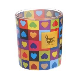 Magic Lights Vela en vaso pop art Corazones Ø7,5x8,4cm